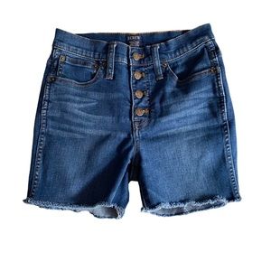 I. Crew High Rise Cut Off Waist Jean Shorts Denim